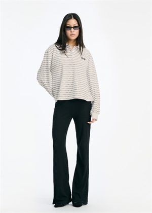 Pique longsleeve polo bluse Egret Comb. ROTATE 